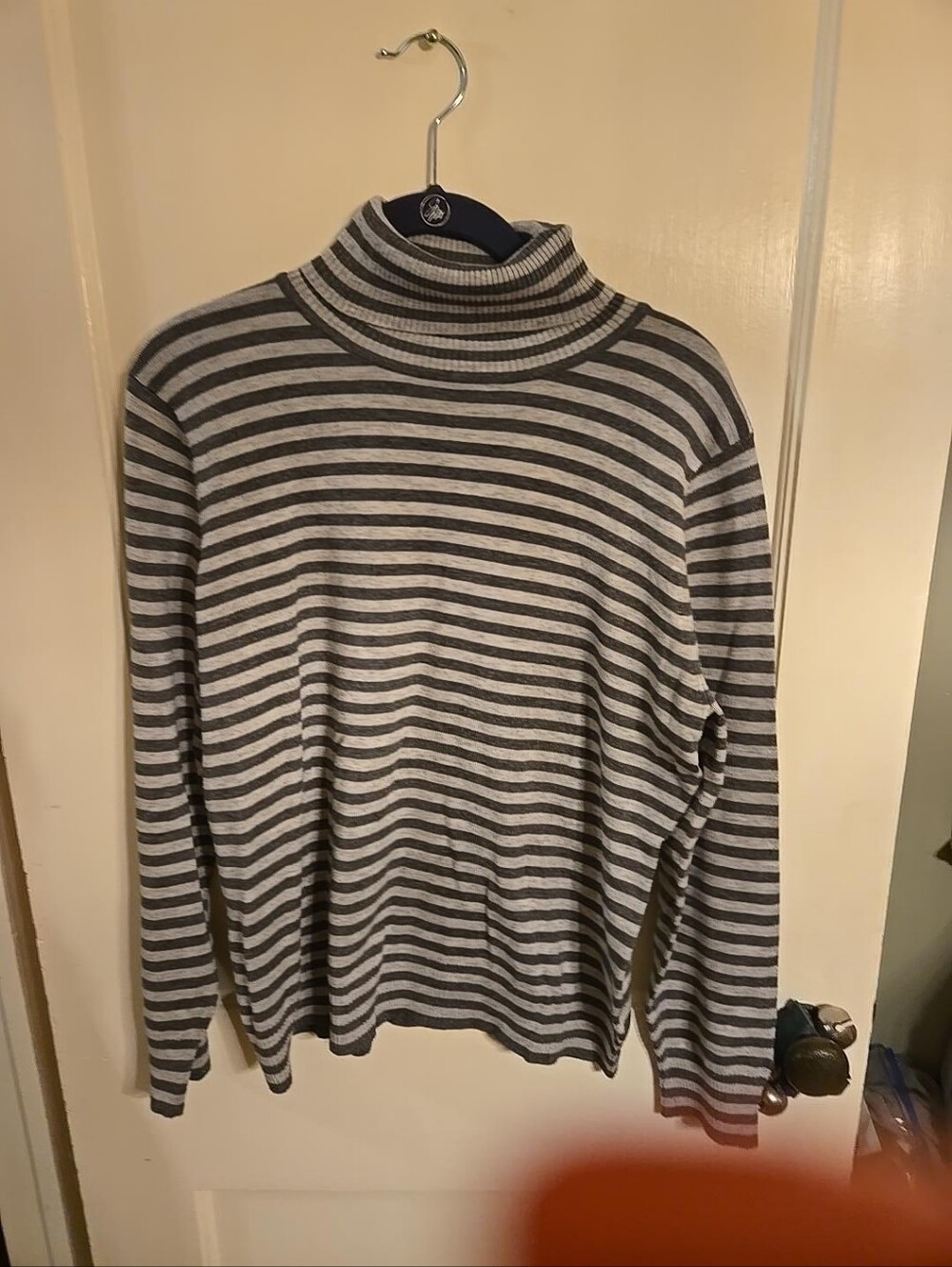 Josrph A Striped Turtleneck Sweater - Gray & White XL-PETIITE